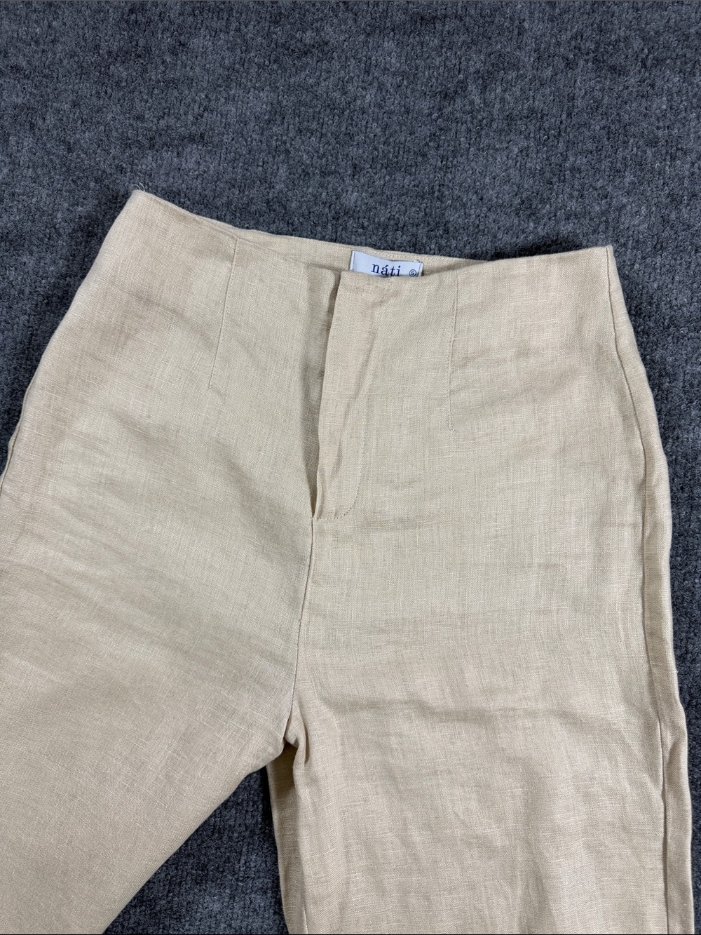 Nati Rio Wide Leg Linen Blend Pants in Beige - Picture 3 of 6